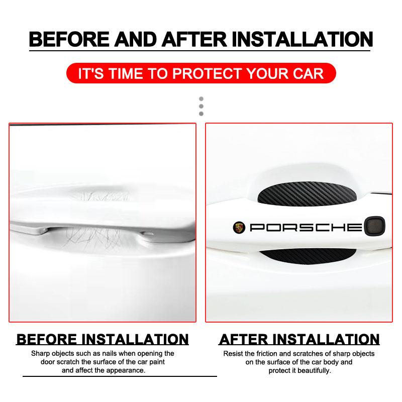 Car Door Sticker Carbon Fiber Scratches Auto Handle Protection Film For Porsche Boxster Cayenne Panamera Macan Cayman 911 918 996 917 991