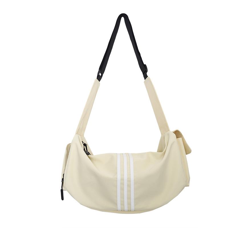 New Canvas Bag Wide Shoulder Strap Striped Bag Casual Versatile Crossbody Bag Excursion Bag