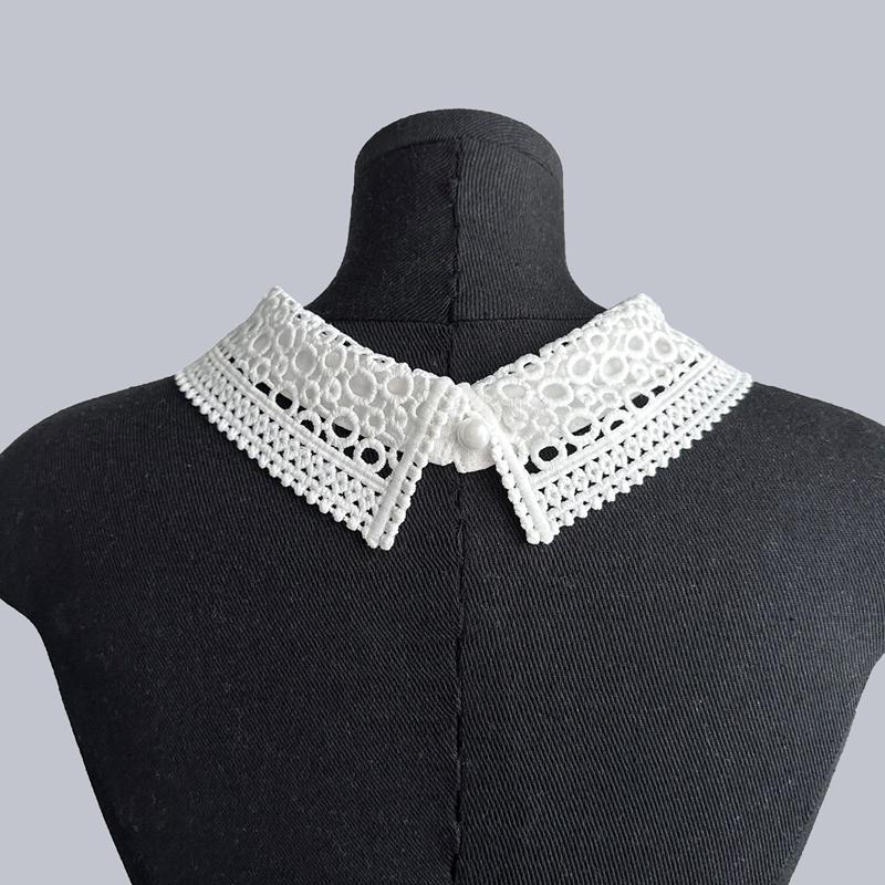 Haftowany ażurowy kołnierz kwiatowy z klapami, fałszywy kołnierzyk, koszula sukienkowa, sweter, szal, owijka, odpinany kołnierzyk dekoracyjny, damski top, kołnierzyki