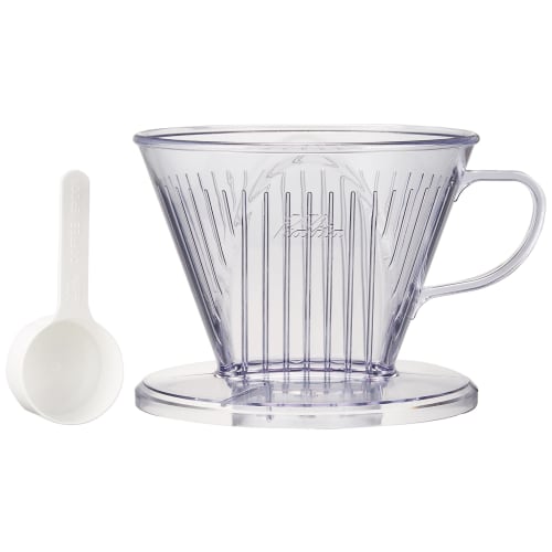 Kalita Wide-Brim Coffee Dripper, Serving 4-7 People, Clear Plastic, Model 103-DL (#06003). Stylish and Antique Design for Camping, Outdoor Activities,