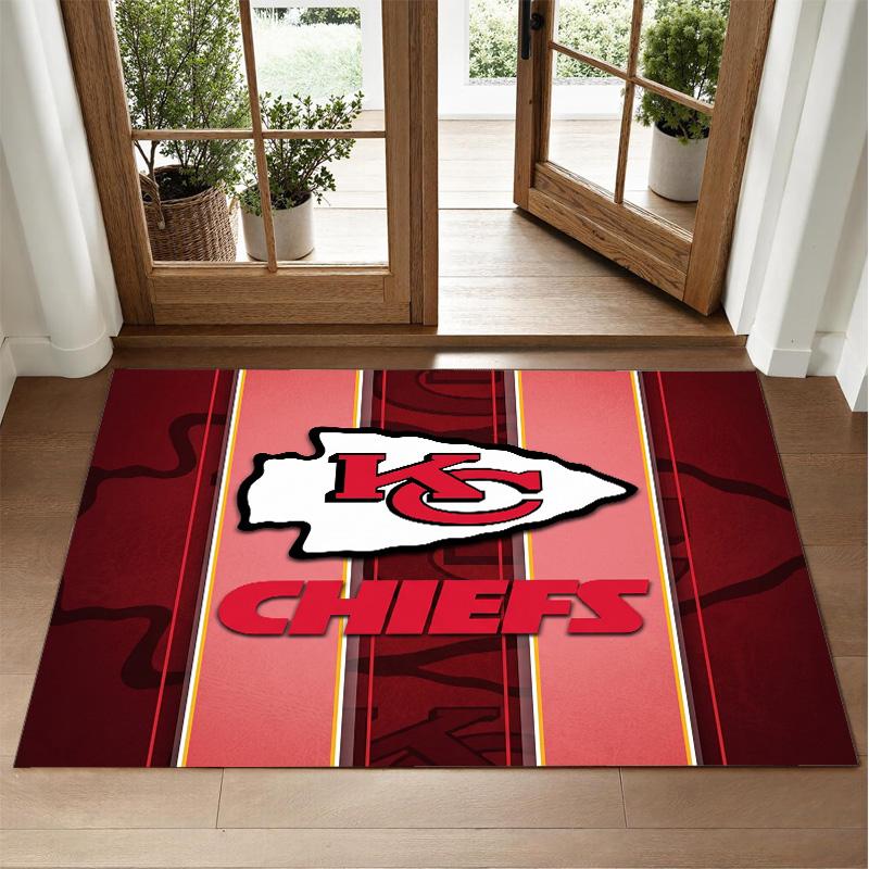 Kansas City Chiefs Design Crystal Velvet Rug Soft Decorative Mat for Bedroom Entrance