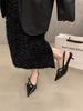 High heels women's spring and summer 2025 new retro pointed heel belt buckle bag head single shoes with skirt sandals