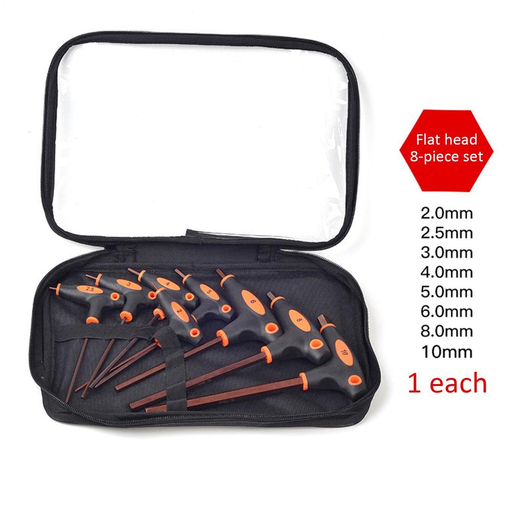 8pcs T-shaped Hexagonal Wrench Set Double-ended T Handle Allen Wrench Hexagonal Key Repair Set For Home Repair