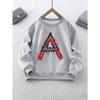 Girls' Round Neck Sweatshirt with Letter A Ink Splatter Print, Casual Top for Weekend Outings and Christmas Outfits