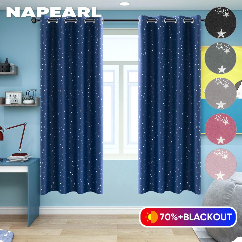

2 шт. Napearl 70% + затемняющие серебряные звезды кольцевого типа для кухни, гостиной, занавески Galaxy в том же стиле, веревка для декора дома или детской комнаты