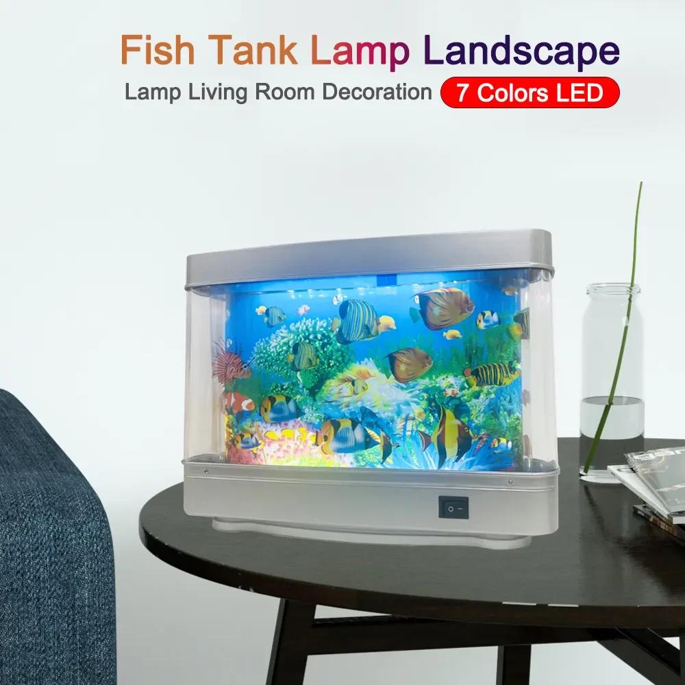7 Colors LED Fish Tank Lamp Landscape Lamp Living Room Decoration Imitation Aquarium Landscape Underwater World With Switch