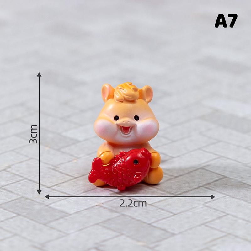 2026 New Year Figurines Miniatures Cartoon Lucky Horse Micro Landscape Car Interior Home Desk Ornaments Room Decor Gift