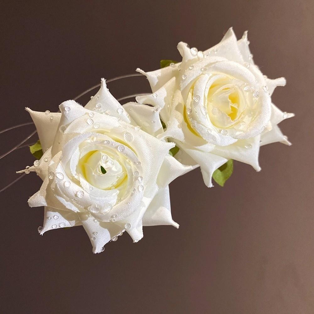 French Style Floral Stud Earrings Cloth Drop Earrings Elegant Rose Flower Earrings  Girls