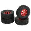 4WD Rubber Tires Aluminum Alloy Wheel Hub for WPL C14 C24 B14 B24 B16 B36 1/16 RC Car Upgrade PartRed