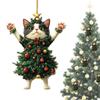 Christmas Tree Pendants Acrylic 2D Cute Cat Hanging Ornaments Rearview Backpack Accessories Kitten Pendant Xmas Tree Decorations