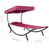 Sun Lounger with Sun Canopy & Cushion Pink
