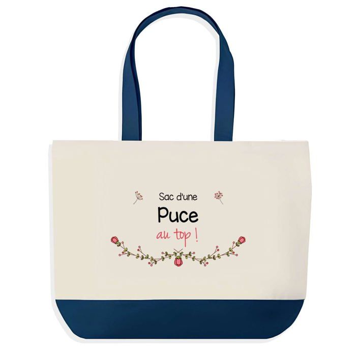 Sac cabas - PLANETEE - Puce au Top - Bleu - Coton - 40x45 cm