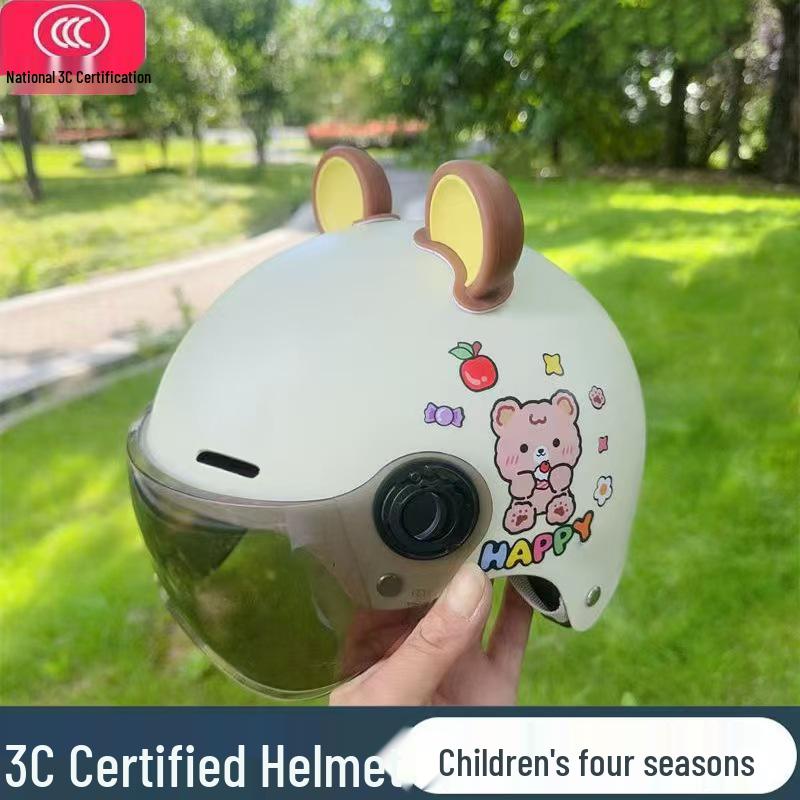 3C Certified Lightweight Electric Vehicle Helmet for Kids, Summer Half Helmet, Comfortable and Cute Safety Helmet for Boys and Girls