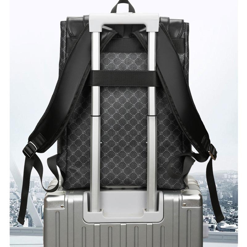 PVC Leather Bag with Cover for Men  Large Laptop Backpacks  Male Teenager Backpack  Boys  Business Bags