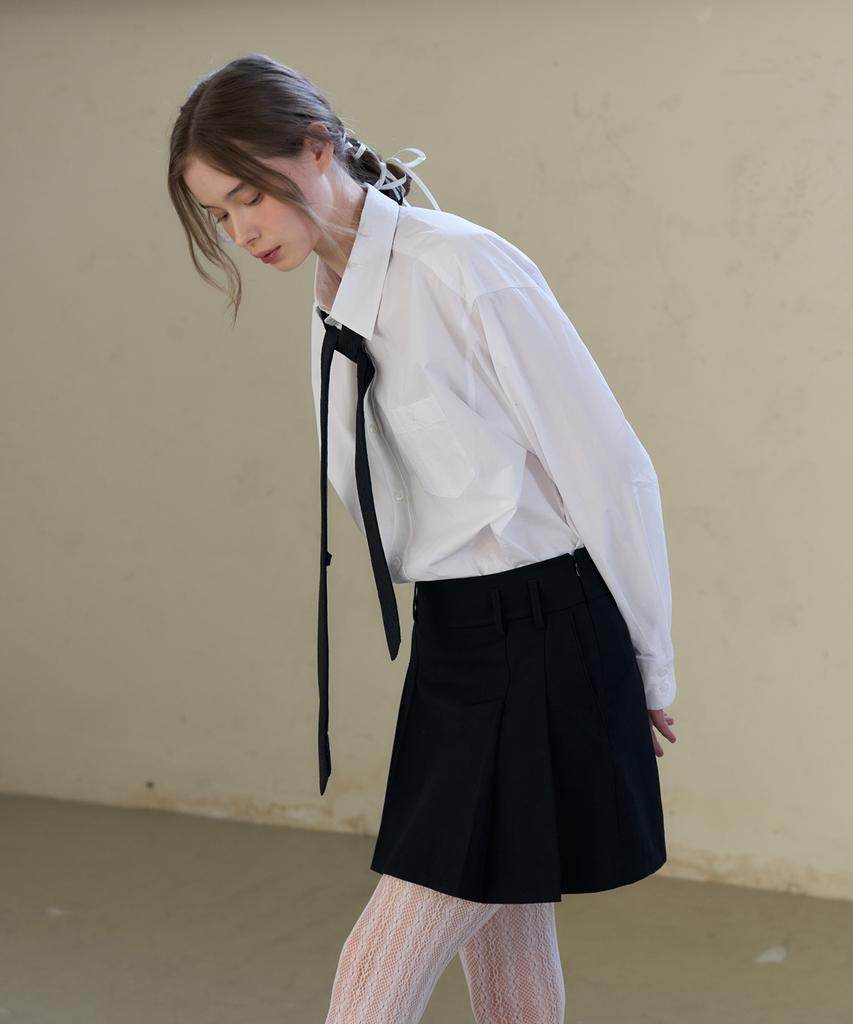 Deuloupisumeon Stitch Pleated Mini Skirt [Beige]