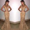 Shiny Sequin V Neck Maxi Dresses Women Elegant Slimming Backless Short Sleeved Long Dress Lady Gold Silver Party Evening Robes