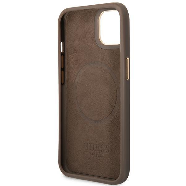 Guess Guhmp14Mu4Gprw Iphone 14 Plus / 15 Plus 6.7 Brązowy/Brown Hard Case 4G Logo Plate Magsafe