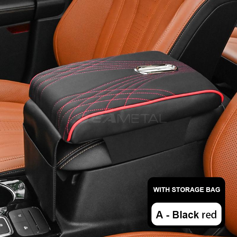 SEAMETAL Thicken Car Armrest Box Cushion Soft Sponge PU Leather Arm Rest Extender Pad Center Console Elbow Support Tissue Holder