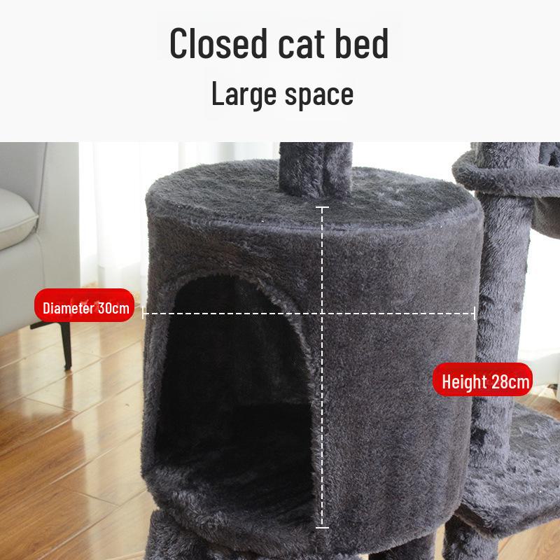 Arbore mare pentru pisici cu cadru de cățărat, pat special, platformă de sărit și stâlpi de sisal