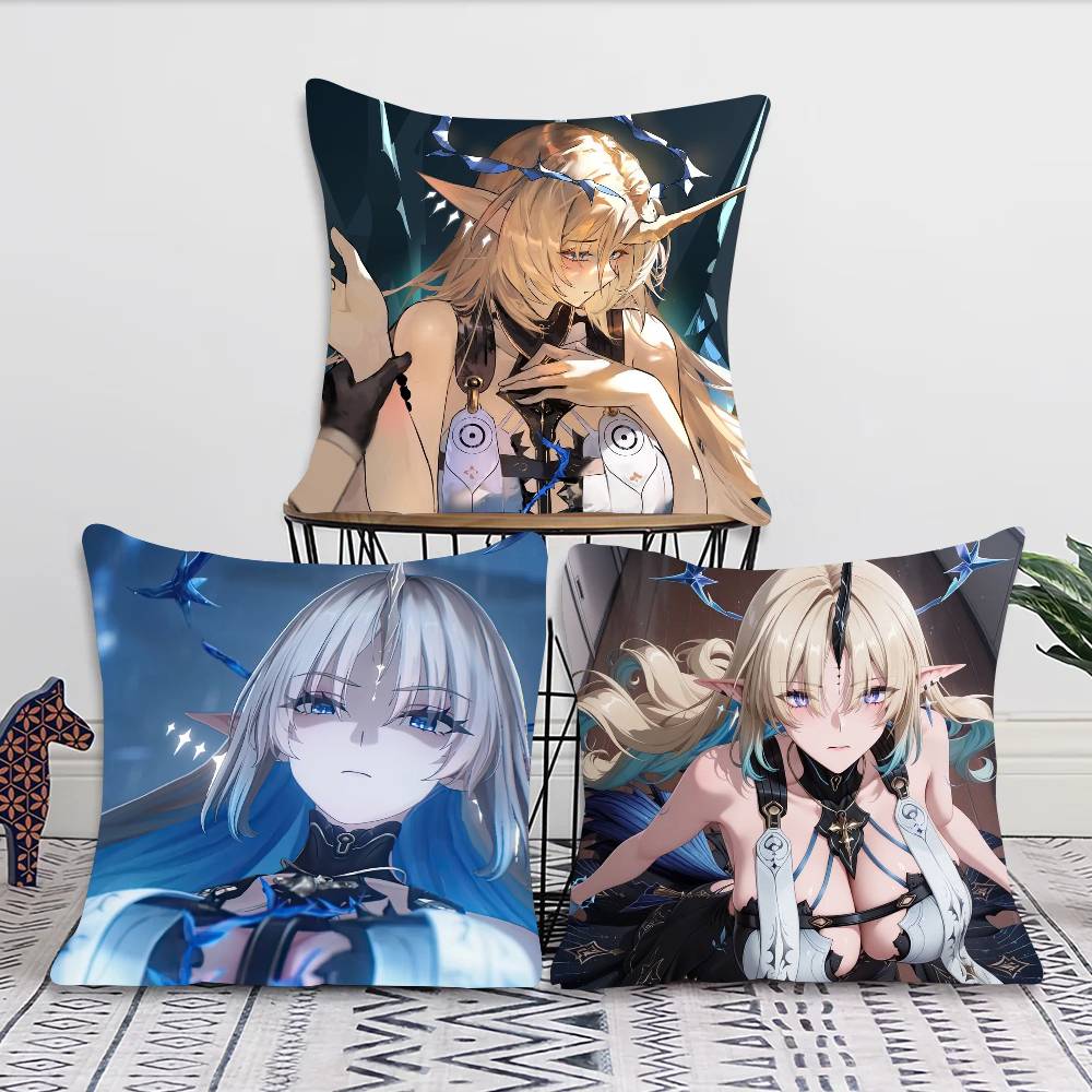 Fleurdelys Anime Game W-Wuthering Waves Pillow Case Fashion Square Pillowcase Bedroom Sofa Room Ins Decoration Leisure