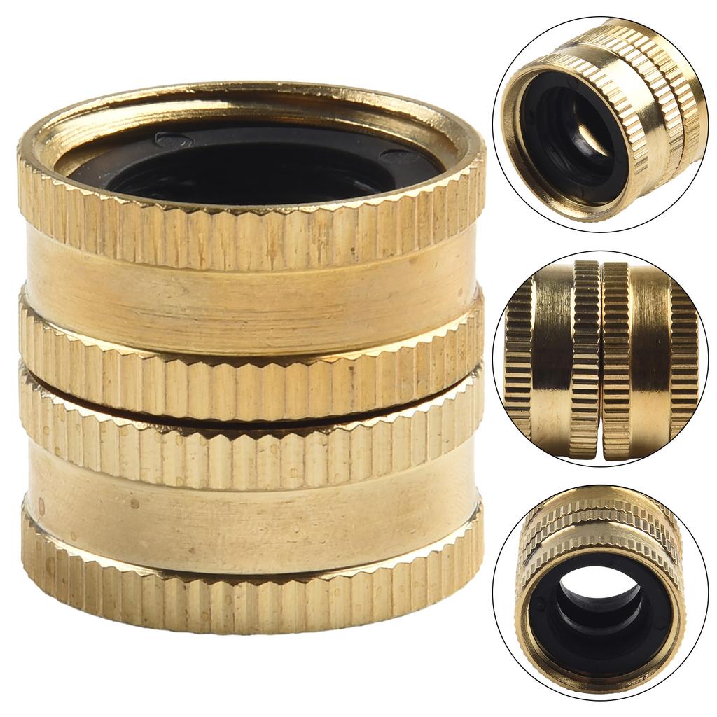 3/4 Inch Solid Brass Female-Female Water Hose Connector for Standard US Garden Hoses and Outdoor Irrigation Accessories