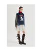 LUCKY CHOUETTE Checkered Sleeve Mix Long-Sleeved T-Shirt (Dark Navy) Lftas25195Nyd