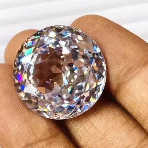 Natural Combodian White Zircon 50-51 Ct Round Cut Flawless Loose Gemstone