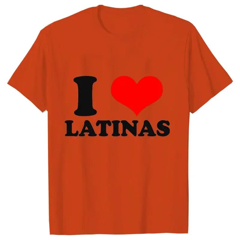 T-shirt for Men I Love Latinas Men Tops Casual Clothing Vintage Sportswear I Heart Latinas Design Oversized Clothes Trend Tshirt
