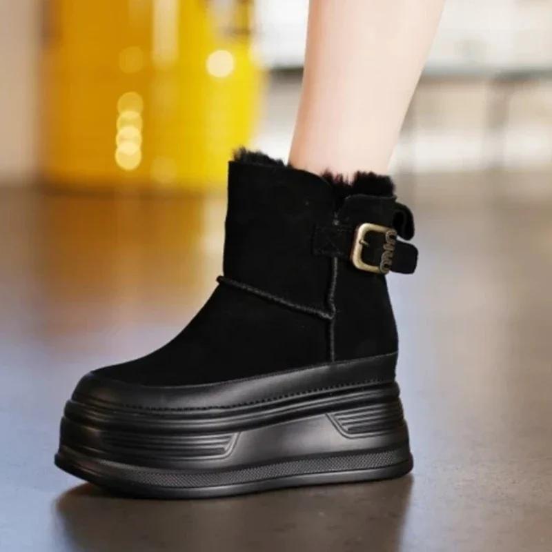 2024 New Women's Thick-soled Heightened Snow Boots Winter Selling Plush Warm Women's Casual Slip-on Fashion Boots Walking Boots
