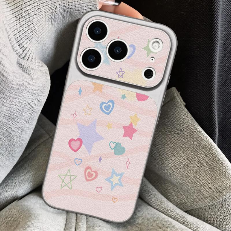 Creative Starry Stars Print Leather Lanyard Case For iPhone 18 Pro Max Hybrid TPU+PU Anti-skid Soft Cover For iPhone 17 16 15 14 13 Pro Max