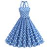 Hot Sale Summer Cool Sexy Neck Wrap Chest Polka Dot Printed Retro Pendulum Dress
