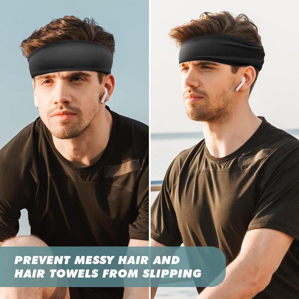 Quick-Dry Stretchy Sweatband Non Slip Men‘s Sports Hairband Workout Headbands for Men Football