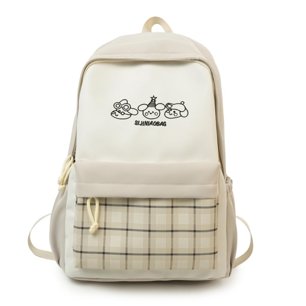 Schoolbag Japanese Plaid Color Matching Schoolbag Female New Middle and High School Students Large Capacity Backpack College Students Small Fresh