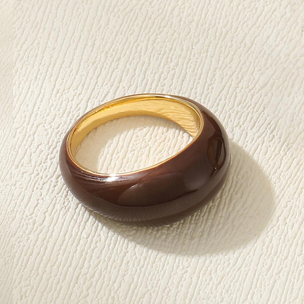 GEMCHIC Women s Vintage Enamel Drop Oil Ring Ancola Red Stacking Finger Ring Minimalist Wide Band Jewelry