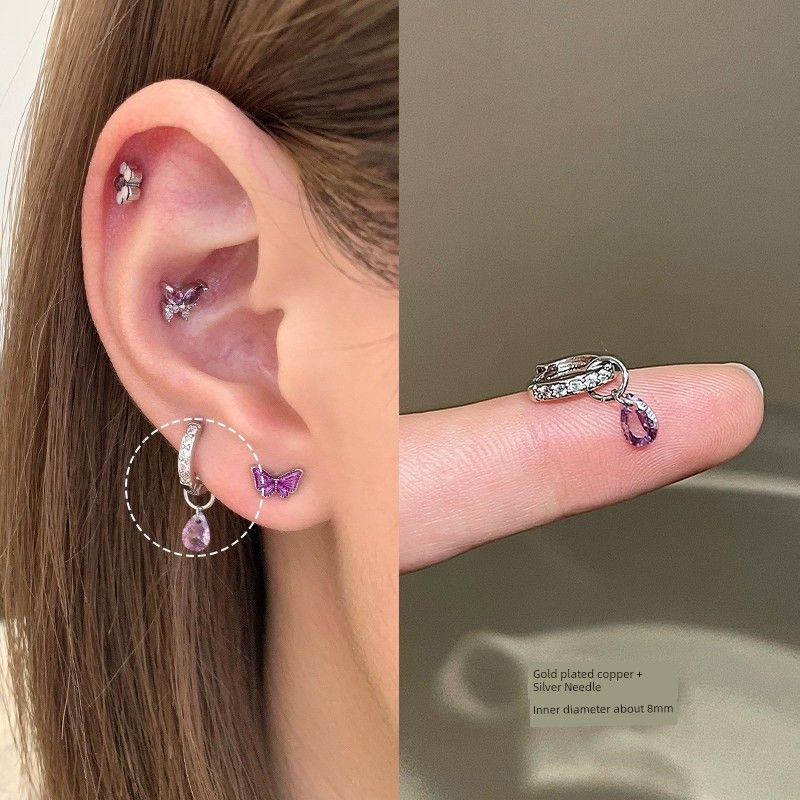 Ringring Store Medical Titanium Steel Ear Studs Edge Buckle Loop Bone Nail Earring Ear Bone Pin Titanium Alloy Earrings Earrings Female