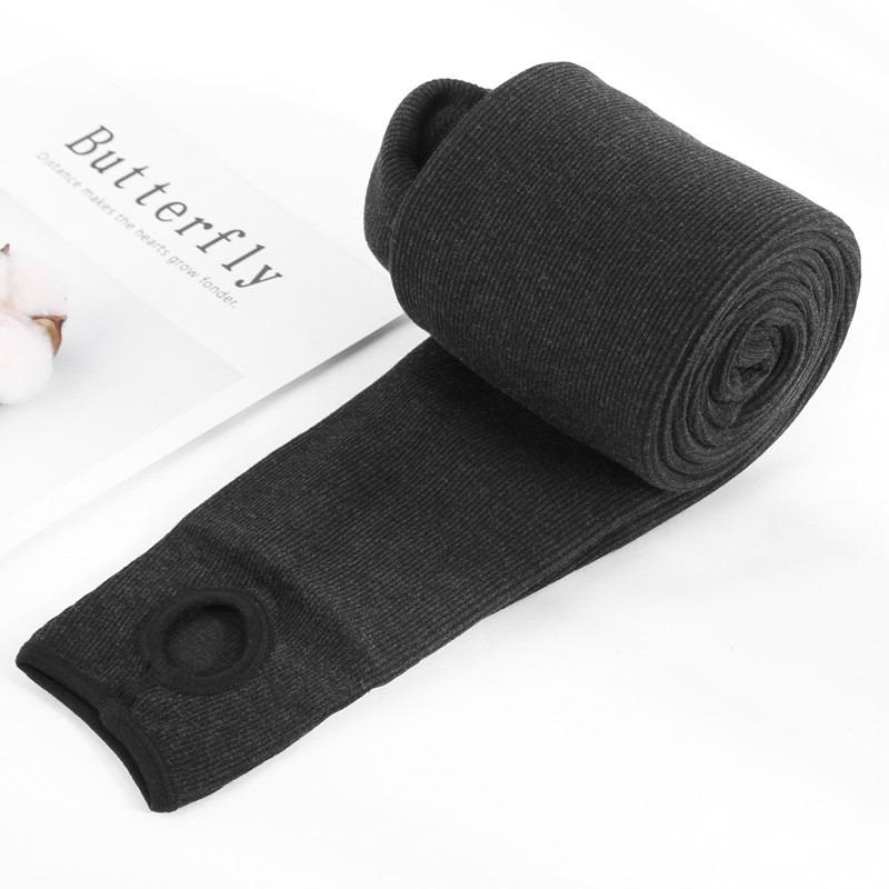 Autumn and winter fleece thickened threaded cotton vertical striped leggings, foot-stepping thermal pants, women's integrated pants