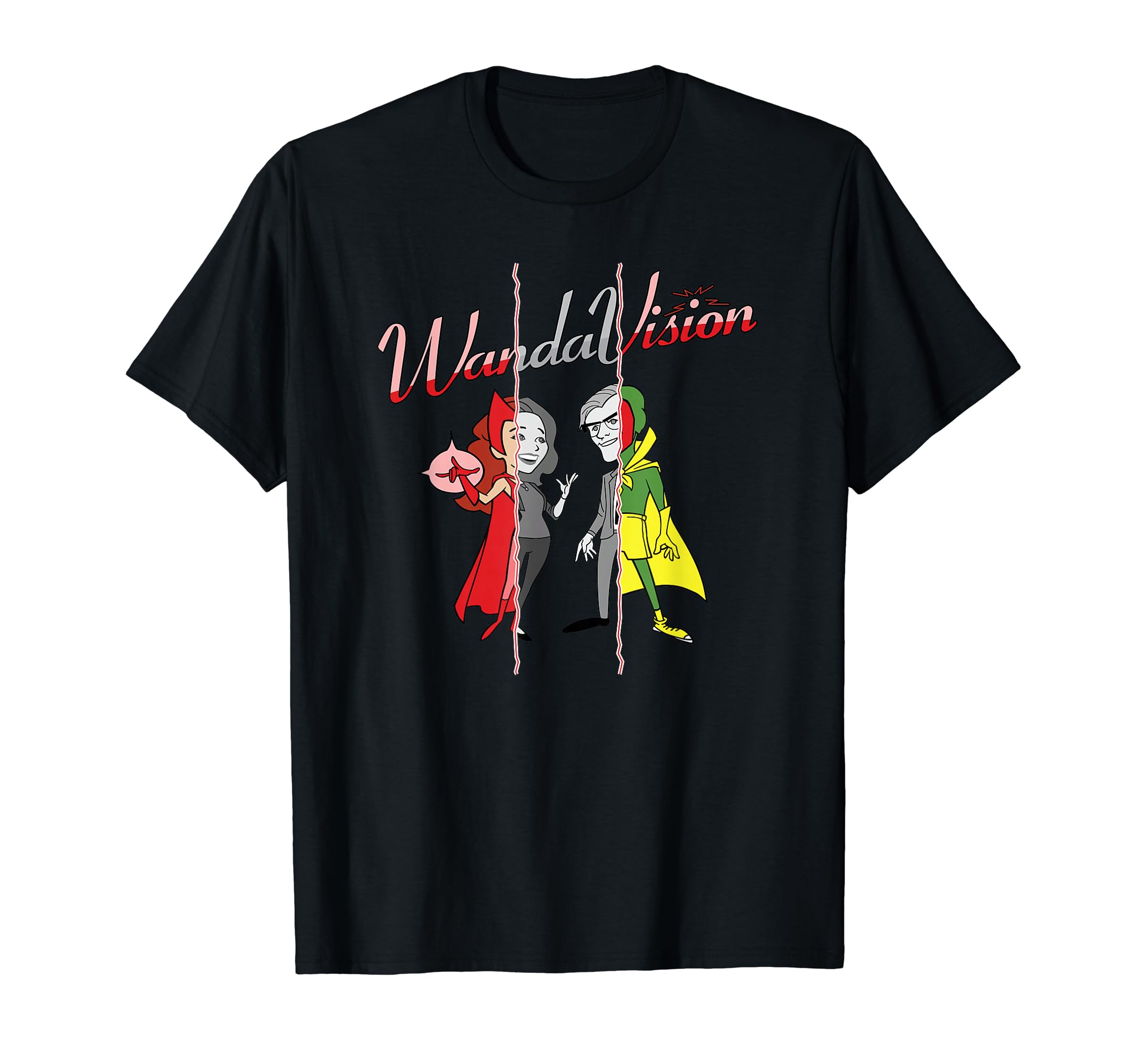 Marvel Studios WandaVision Логотип Мультяшный 1950-е-1990-е Disney+ Футболка чёрный