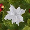 Handmade Artificial Christmas Flowers Shiny Xmas Tree Ornaments  Party Supplies