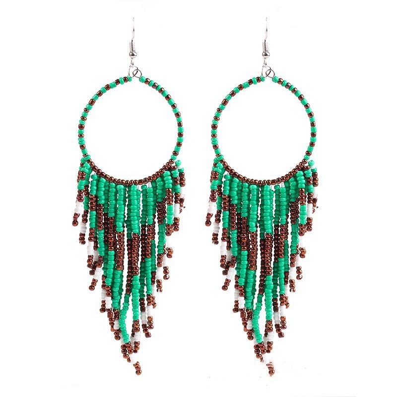Bohemian Long Tassel Earrings for Women Girl Colorful Beads Ethnic Style Dangle Earrings Fashion Jewelry