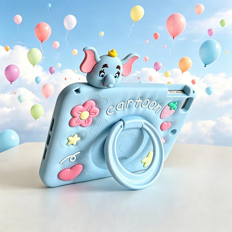 Silicone Tablet Case MatePad 11.5S 12.2 10.4 Air SE With 360 Rotating Stand Cartoon Elephant Design Soft Full Cover
