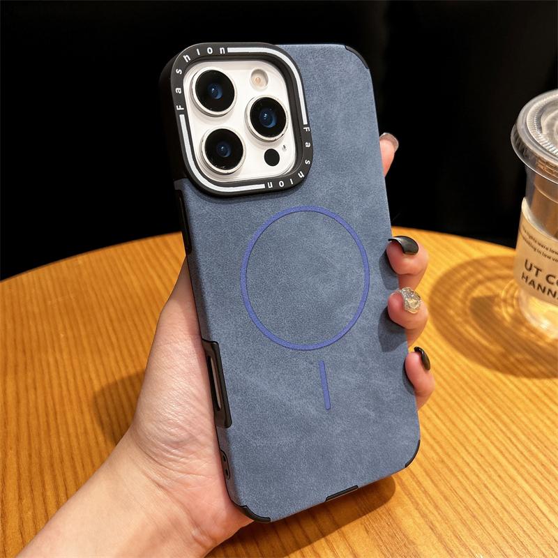 For Magsafe Luxury Leather Hybrid Shockproof Cases For iPhone 11 12 13 14 15 16 Pro Max 16 Plus Magnetic Wireless Charging Cover