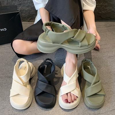 Mode Dames Nieuwe Zomer 2025 Sportieve Coole Schoenen Dikke Zool Comfortabel Zwangere Vrouwen Brede Vette Voeten Europese Stijl Rome Schoenen