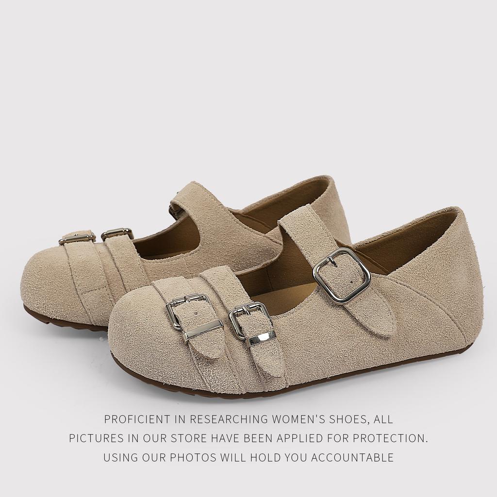 Distribution - Top Cowhide Fashion Round Head Belt Buckle Sweet Cool Single Shoes Women'S Autumn New Ballet Edition Mary Jane