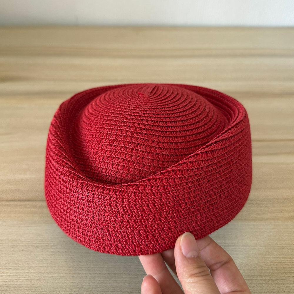 Ins Blogger Sun Hat Summer Flat Beret Women Water Droplet Flight Attendant Hat Circle Concave Top Church Derby Party Pillbox Hat