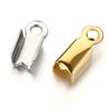 50pcs Stainless Steel Crimp End Caps Cove Clasps String Ribbon Leather Fold Clip Fastener Beads Connector for Jewelry Making DIY