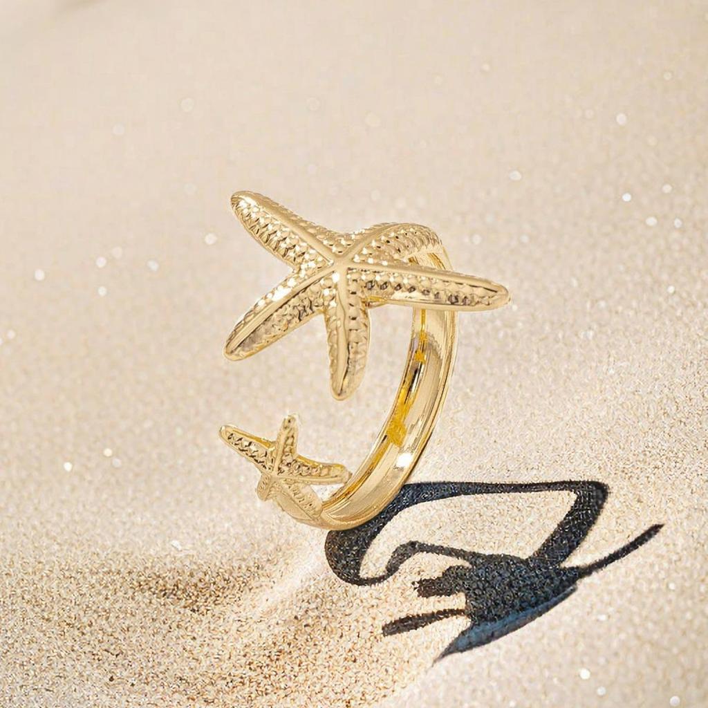 Starfish Adjustable Gold Toe Ring - Ocean Series Vacation Jewelry