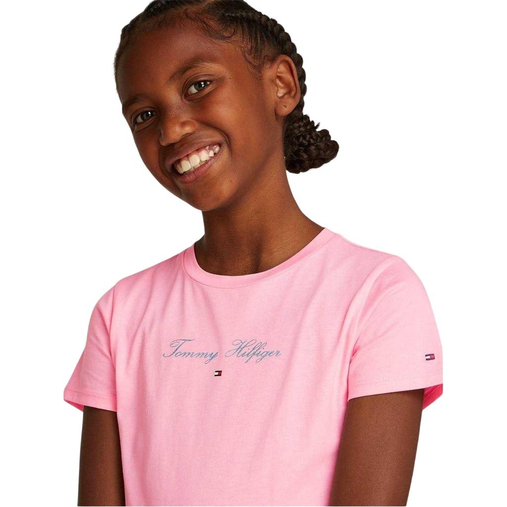 Tommy Hilfiger Girls Script Crew Neck Slim T-Shirt