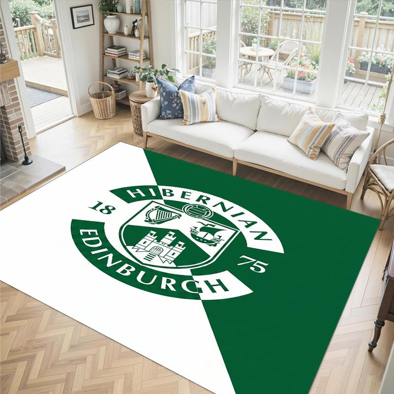 Hibernian FC Design Crystal Velvet Carpet Cozy Non?Slip Printed Rug For Bedroom Living Room Entrance