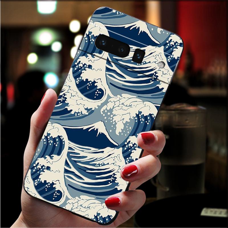 

Phone Case For Google Pixel 10 9 Pro XL 9A 8 7 6 Pro Pixel 8A 7A 6A Pixel 8 7 6 5 Wave Art Japanese Google Pixel 6