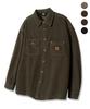 TRILLION Leather Patch Corduroy Work Shirt_4Color